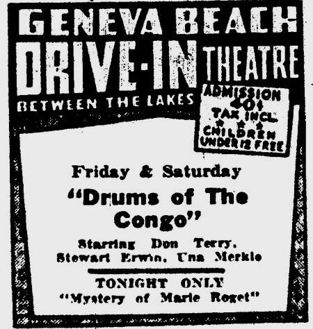 Geneva Beach Drive-In Theatre - Geneva Beach Ad 6-17-48 (newer photo)